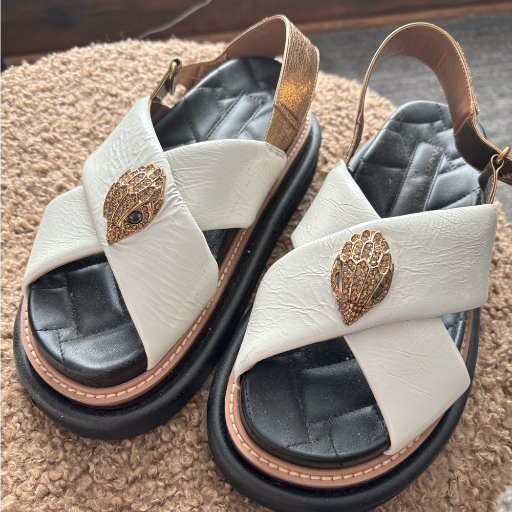 Kurt Geiger White and Gold Embellished Sandals
